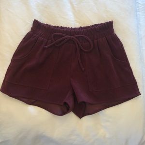 Burgundy faux suede shorts from Impeccable Pig